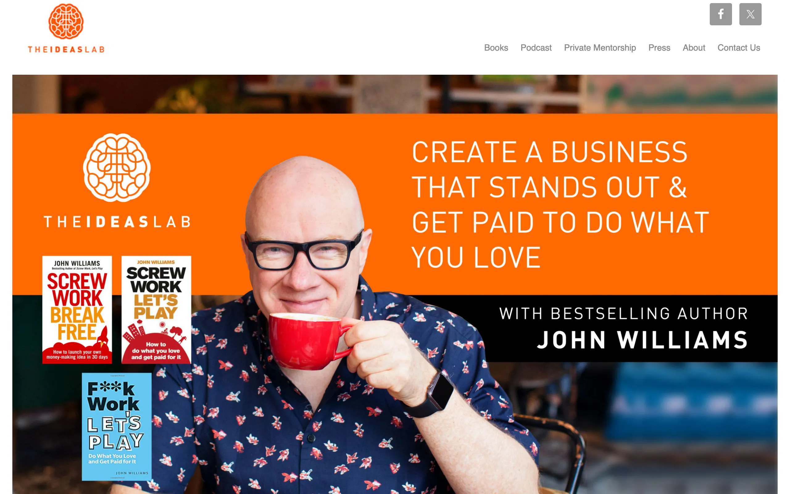 Screenshot of The Ideas Lab. Turning ideas, knowledge and expertise into original businesses, books and products.