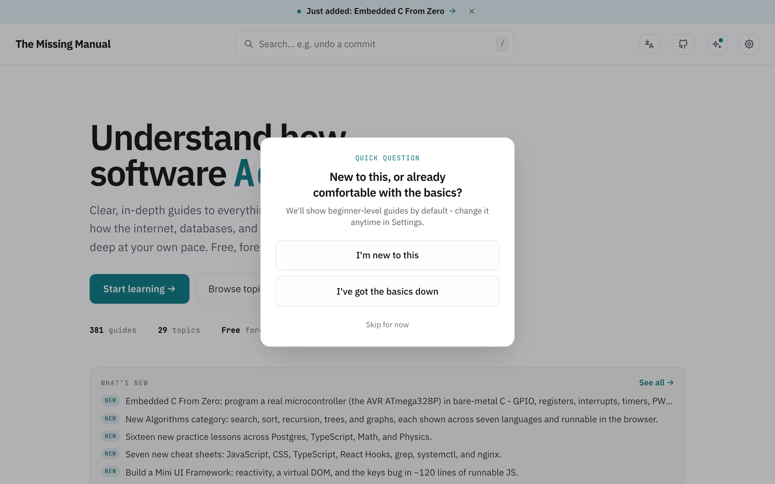 Screenshot of The Missing Manual for Developers