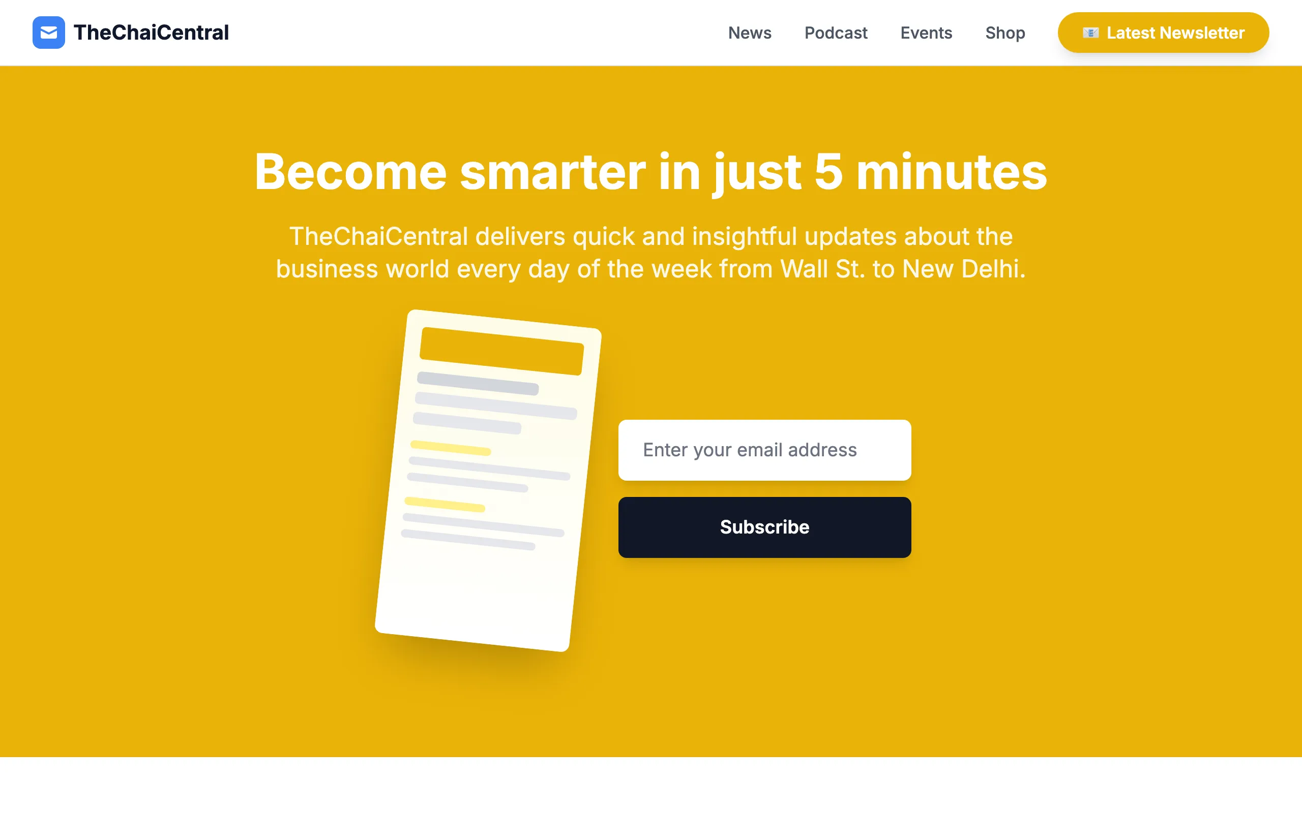 Screenshot of TheChaiCentral - Get Smarter in Just 5 Minutes