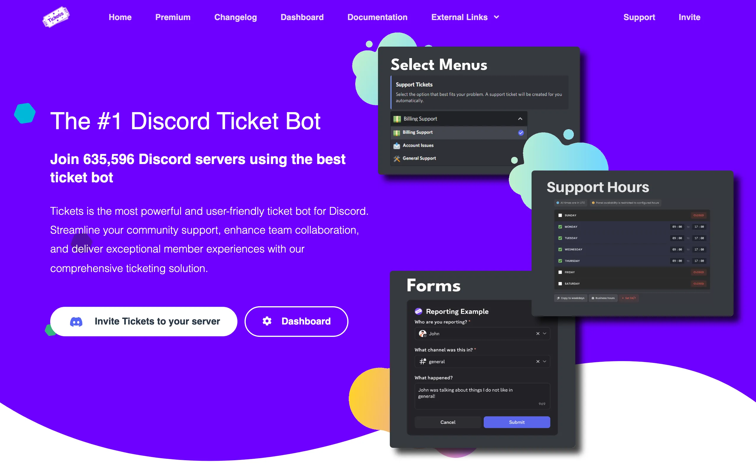 Screenshot of Tickets: The #1 Discord Ticket Bot for Support Management