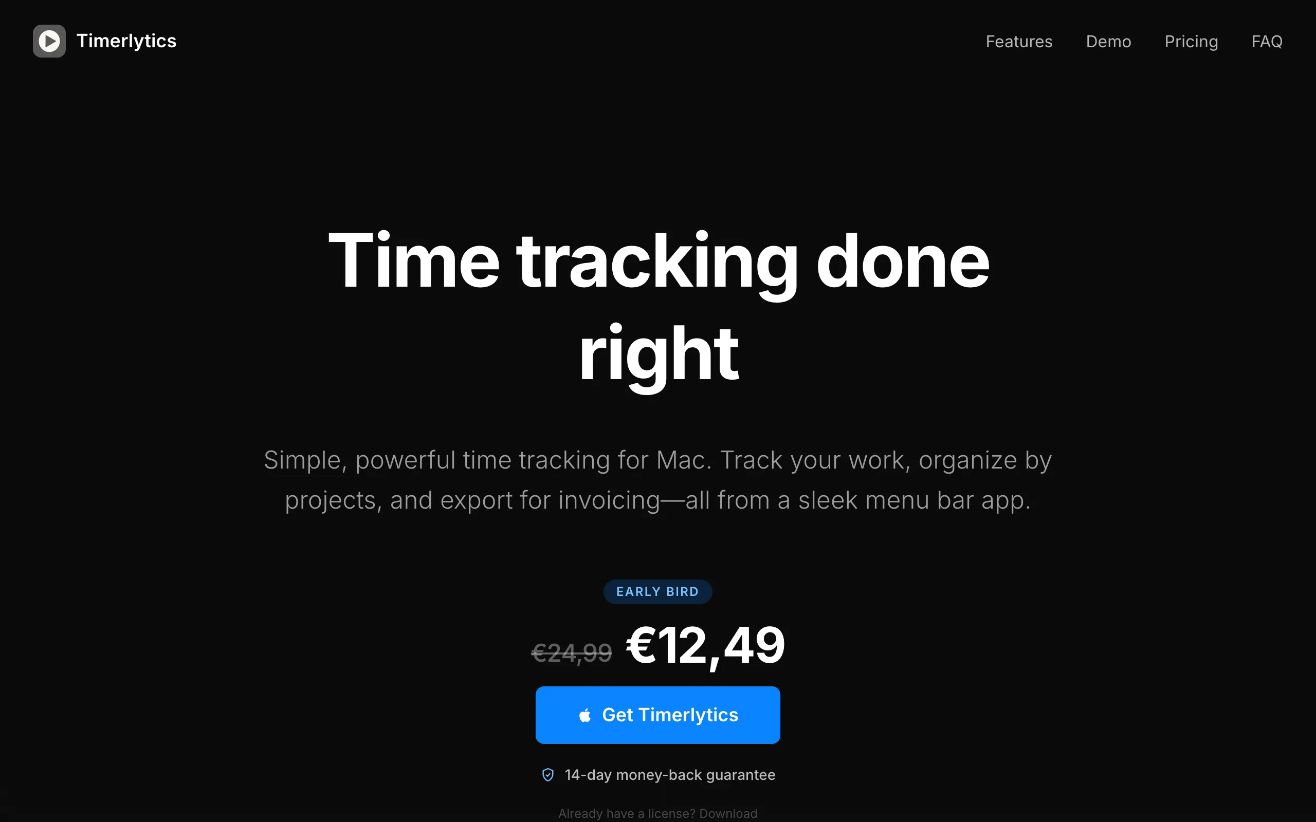 Screenshot of Timerlytics for Mac