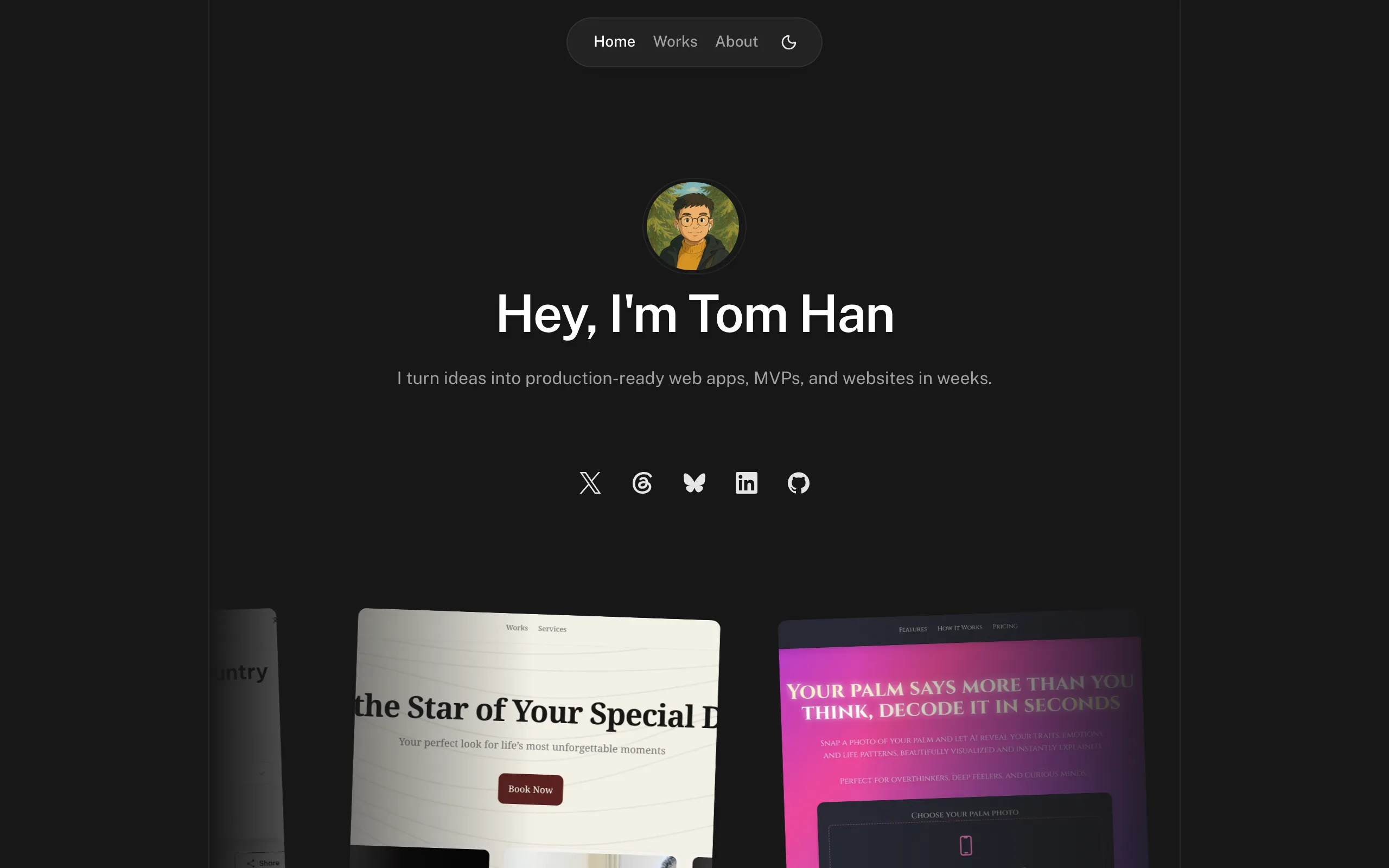 Screenshot of Tom Han | Expert in Building Premium MVPs