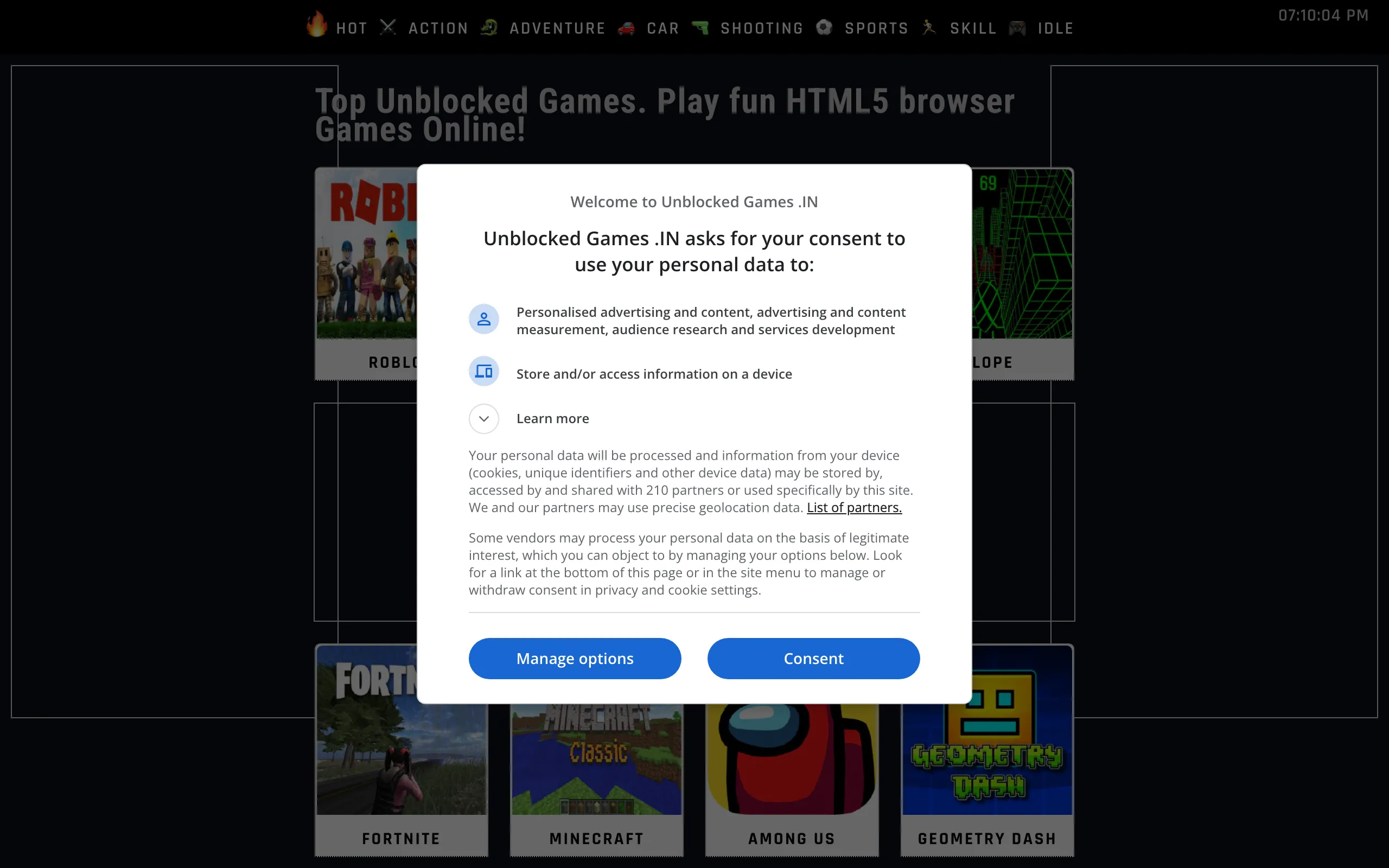 Screenshot of Unblocked games