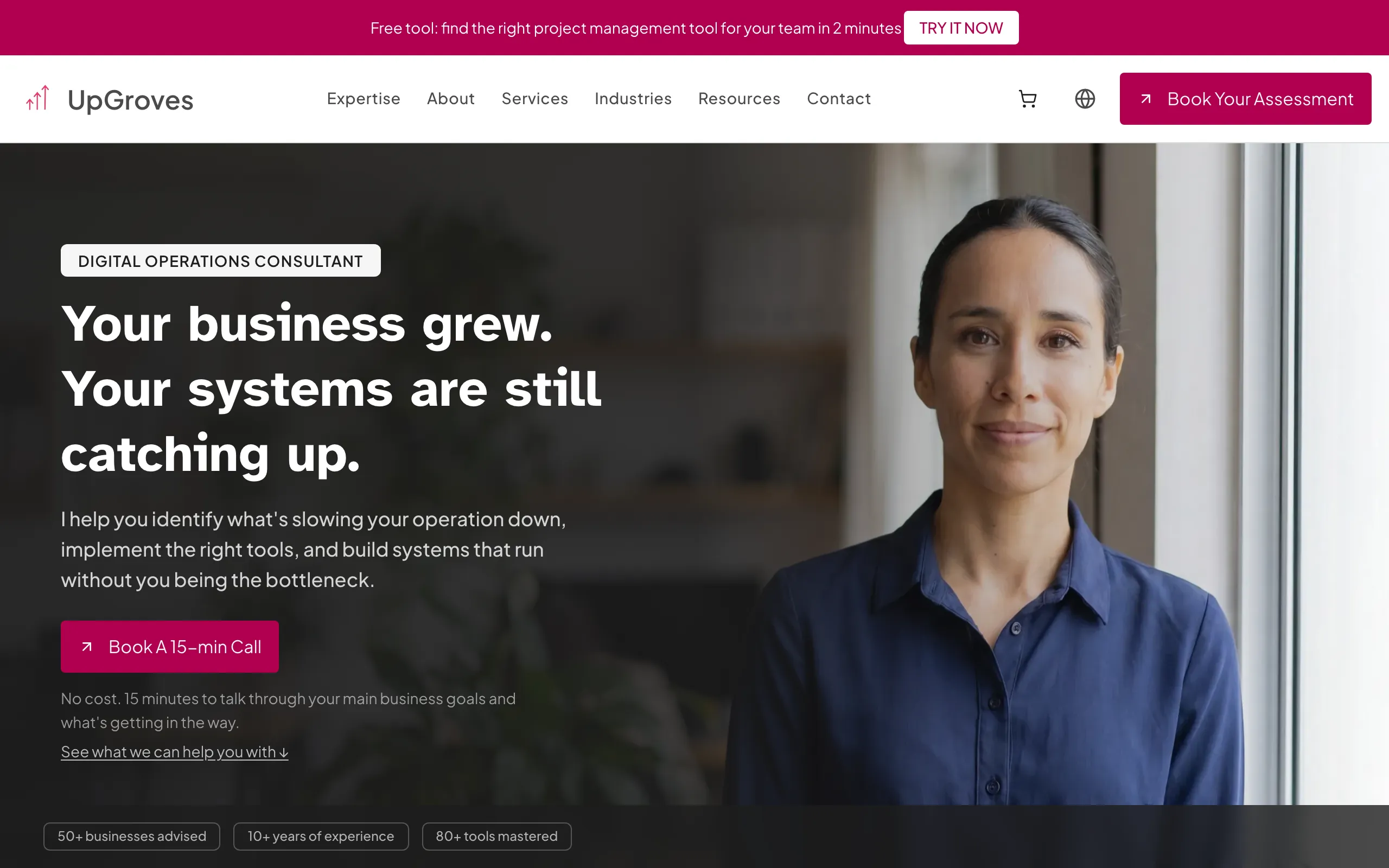 Screenshot of UpGroves — Digital Operations Consultancy - Digital Operations, Simplified