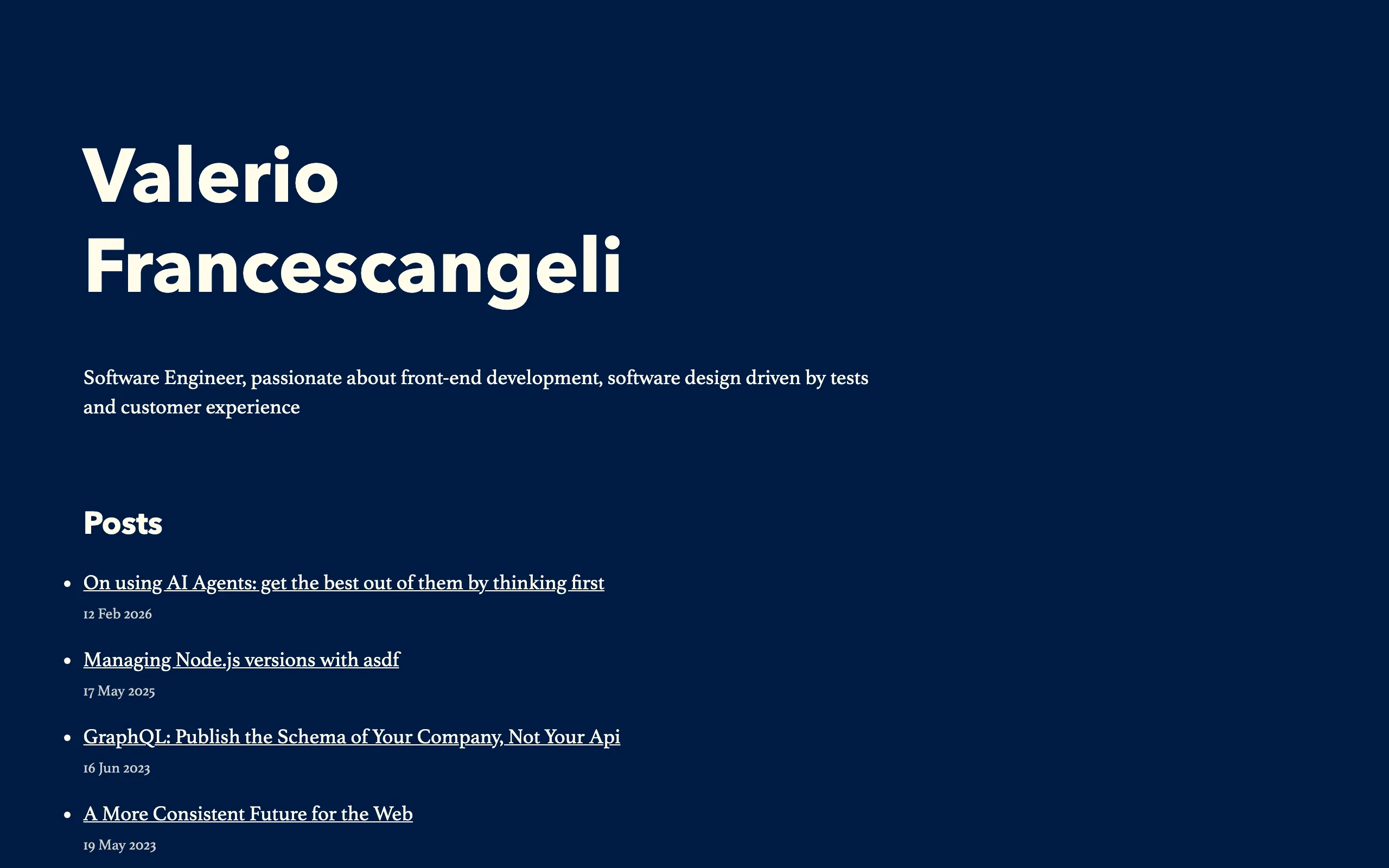 Screenshot of Valerio Francescangeli