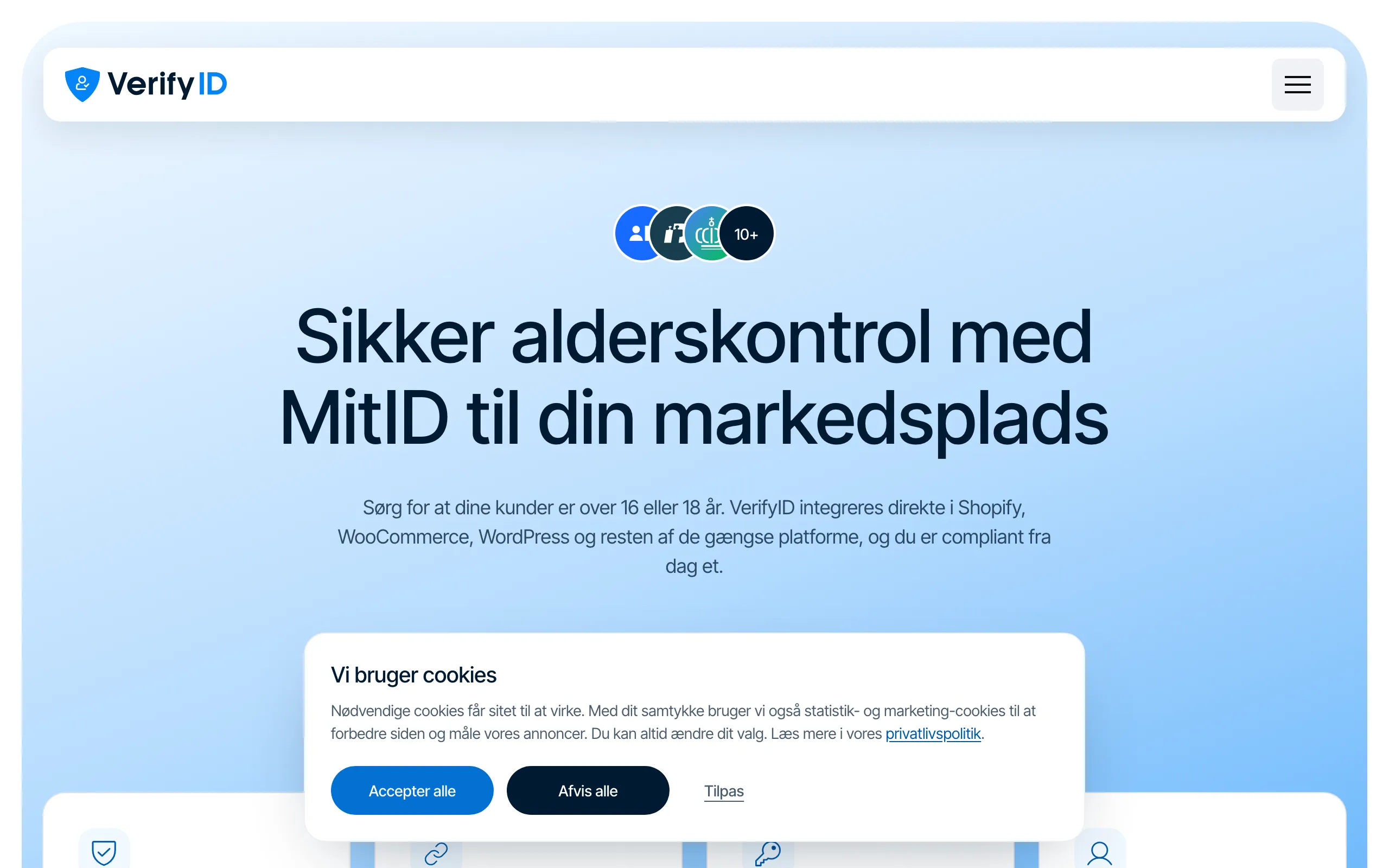 Screenshot of VerifyID: sikker aldersverifikation med MitID