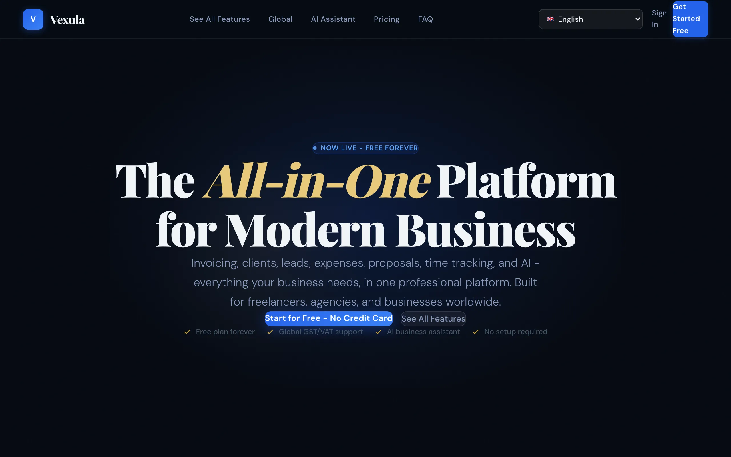 Screenshot of Vexula - The All-in-One Business Platform