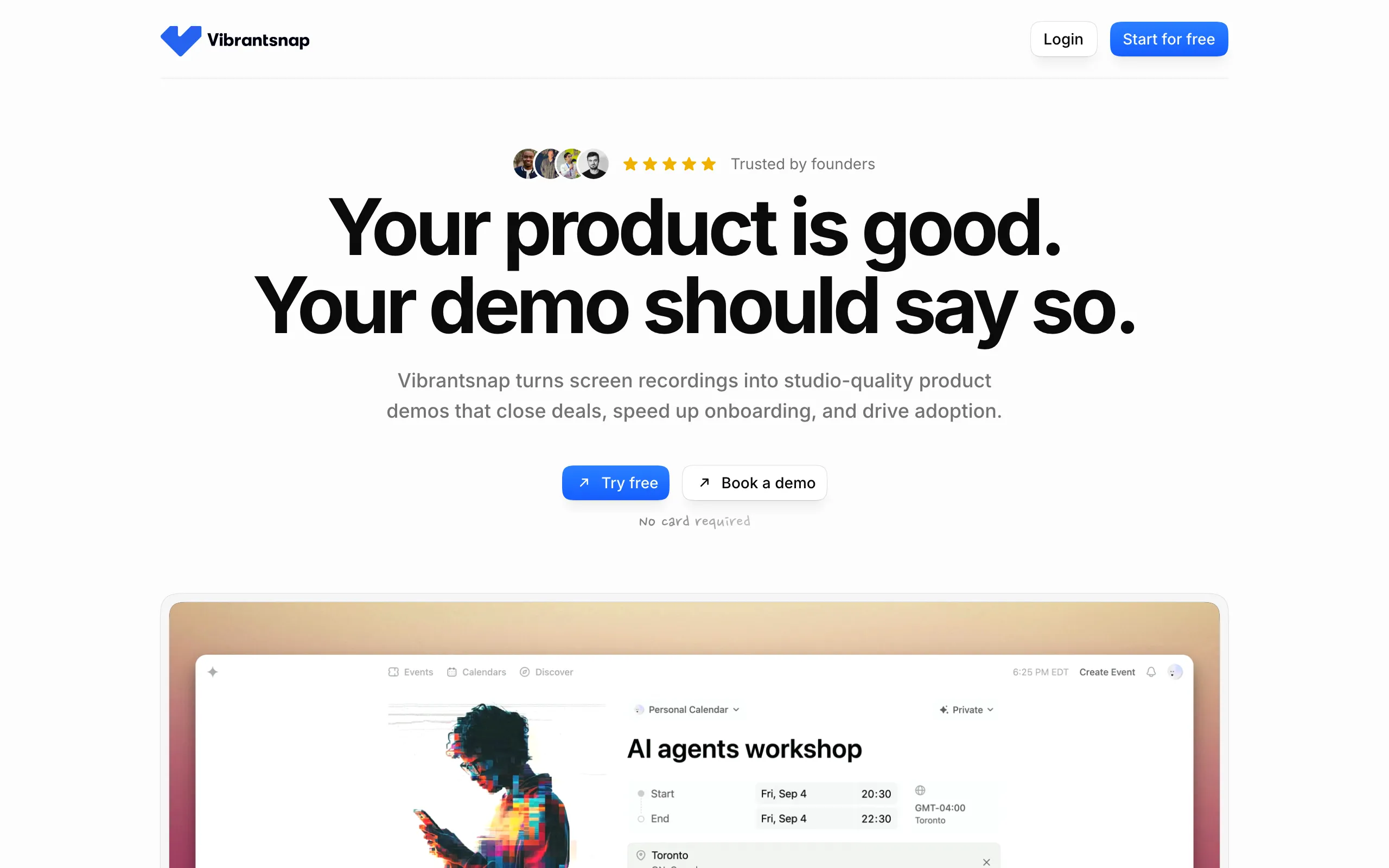 Screenshot of Vibrantsnap: Turn Screen Recordings Into Product Demos