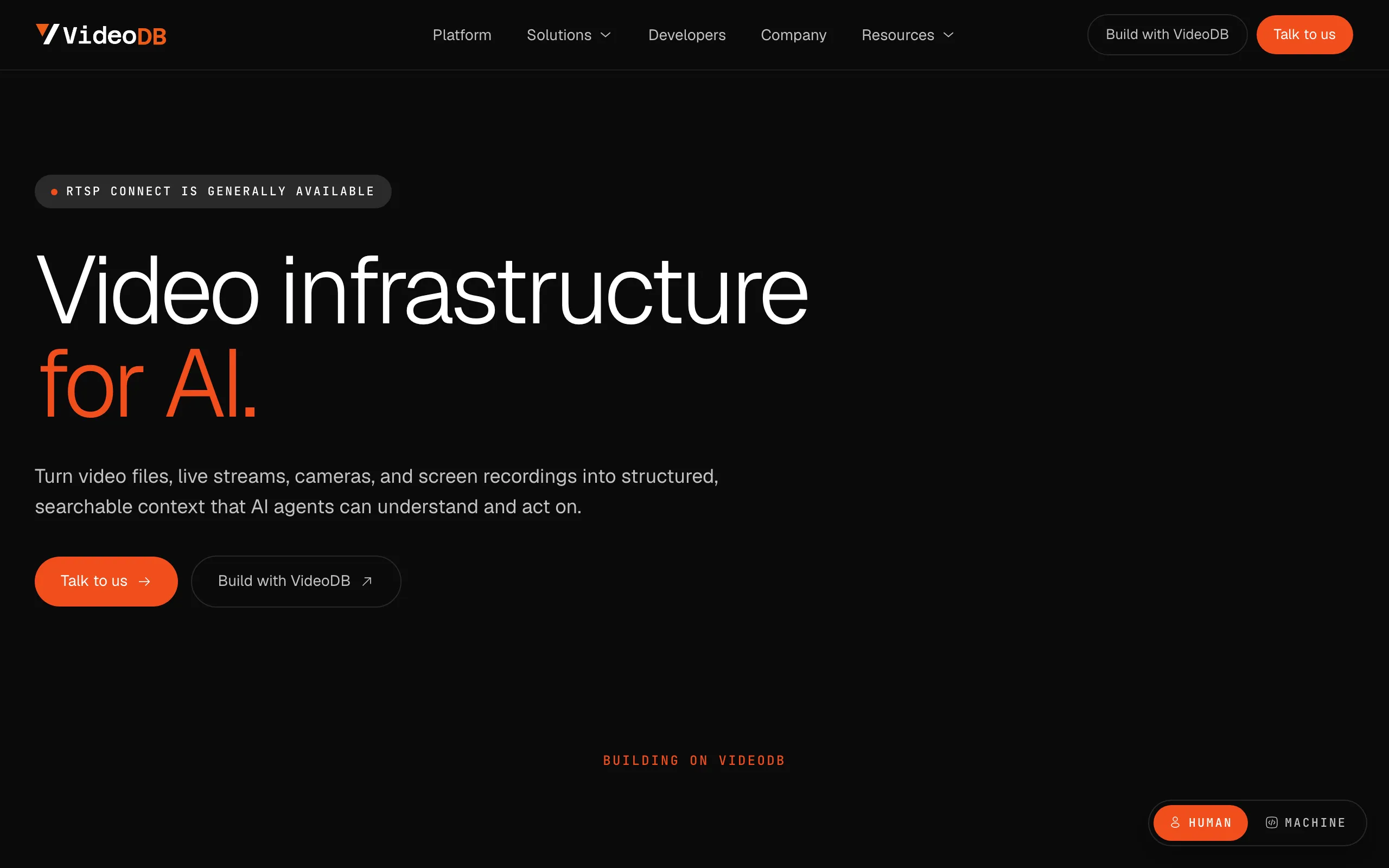 Screenshot of VideoDB — Real-Time Video Infrastructure for AI Agents