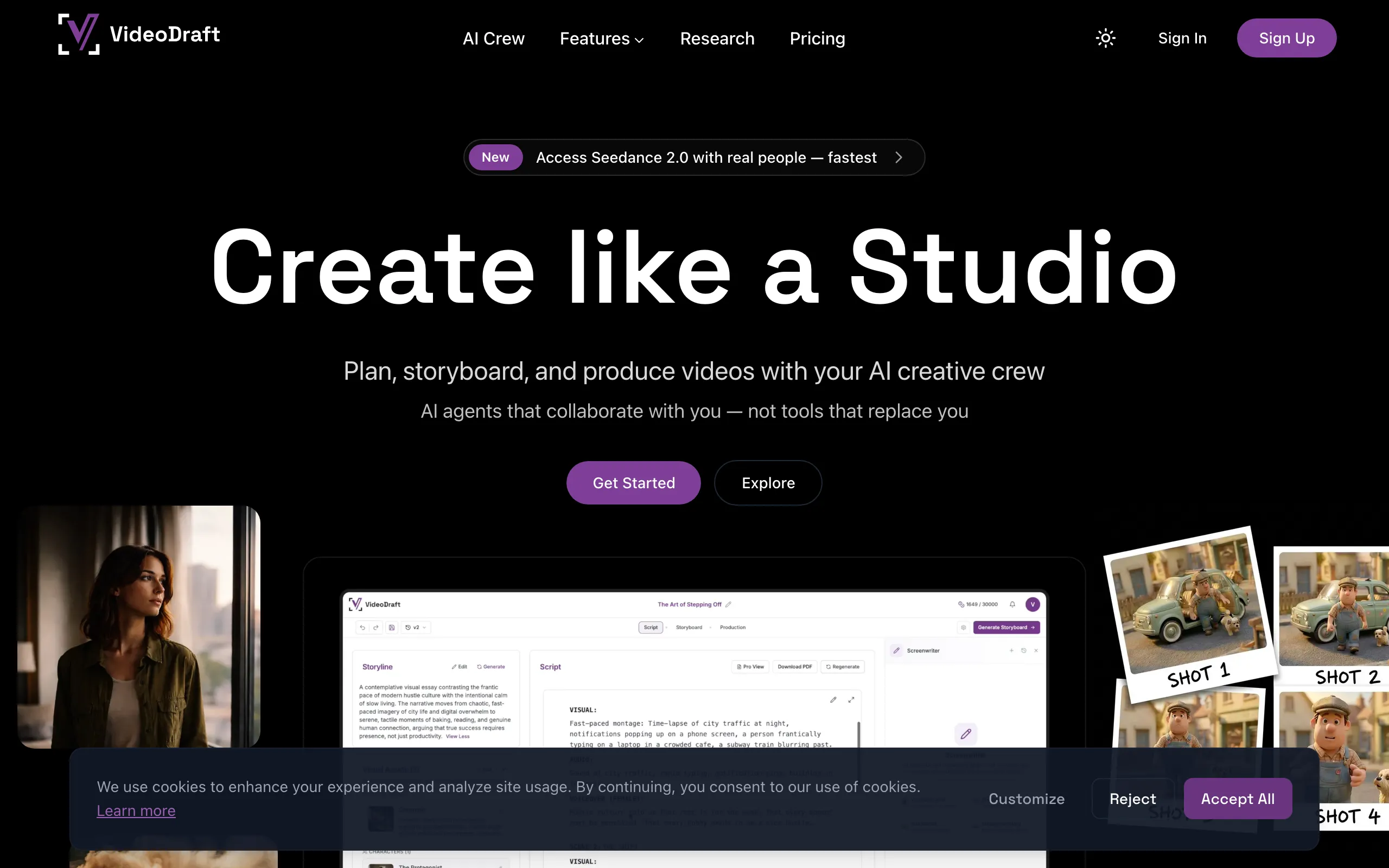 Screenshot of VideoDraft - Script, Storyboard and Produce like a Studio