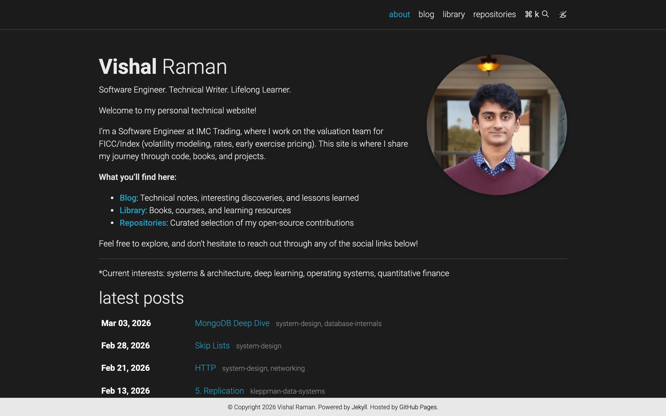 Screenshot of Vishal Raman