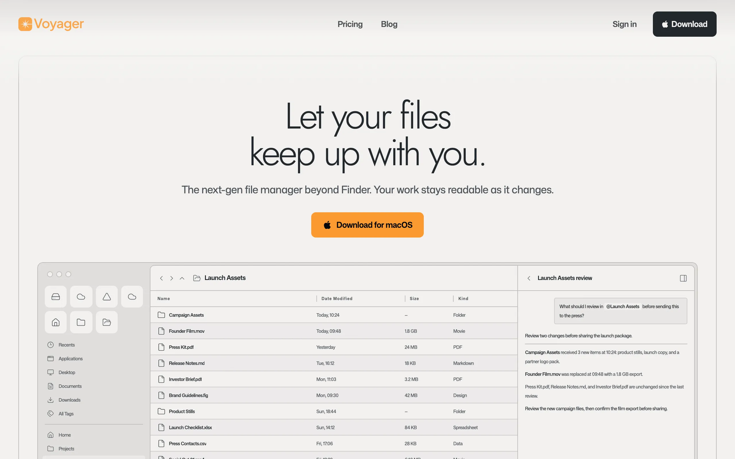 Screenshot of Voyager - Let your files keep up with you