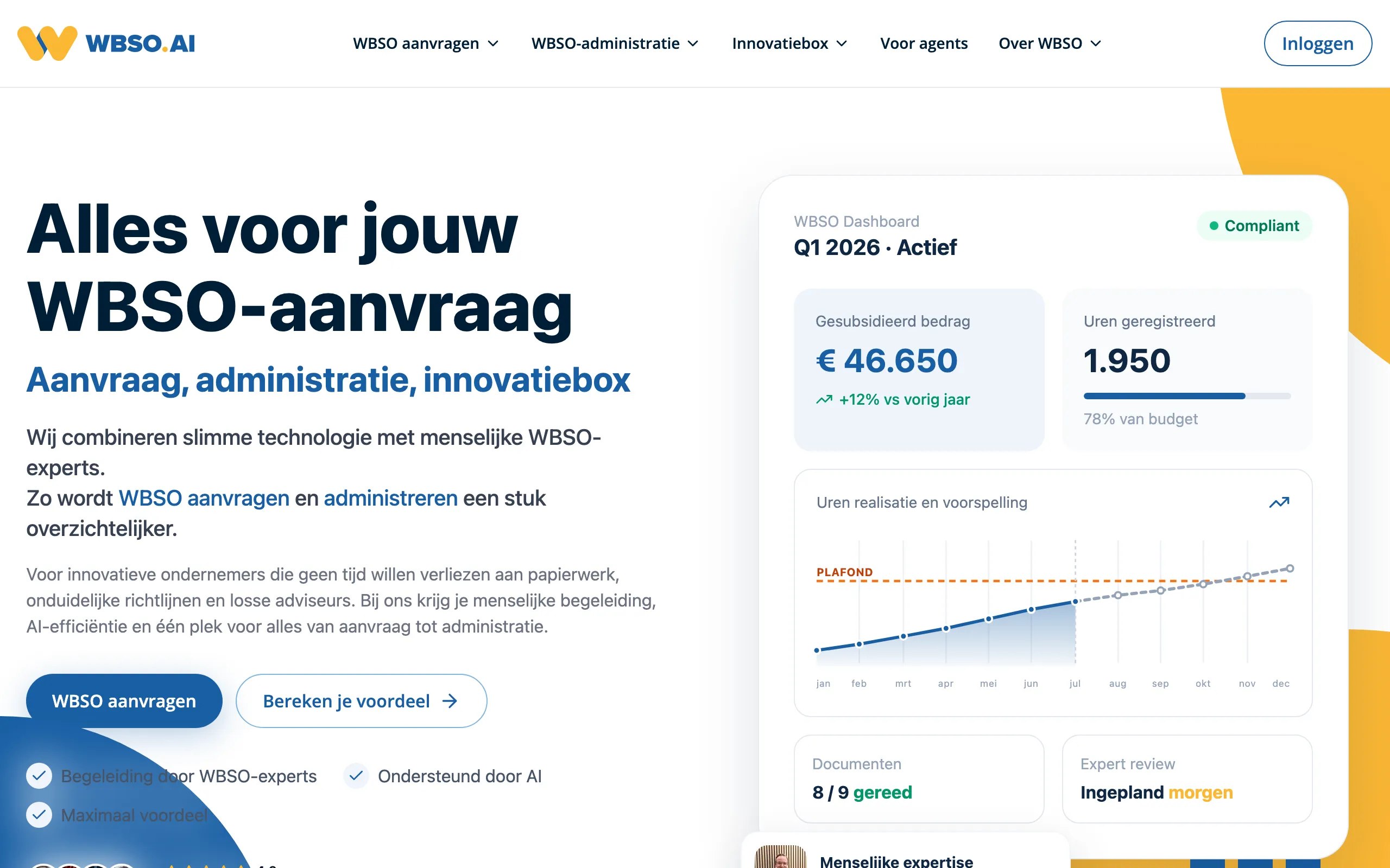 Screenshot of WBSO aanvragen &amp; WBSO-administratie met AI | WBSO.ai