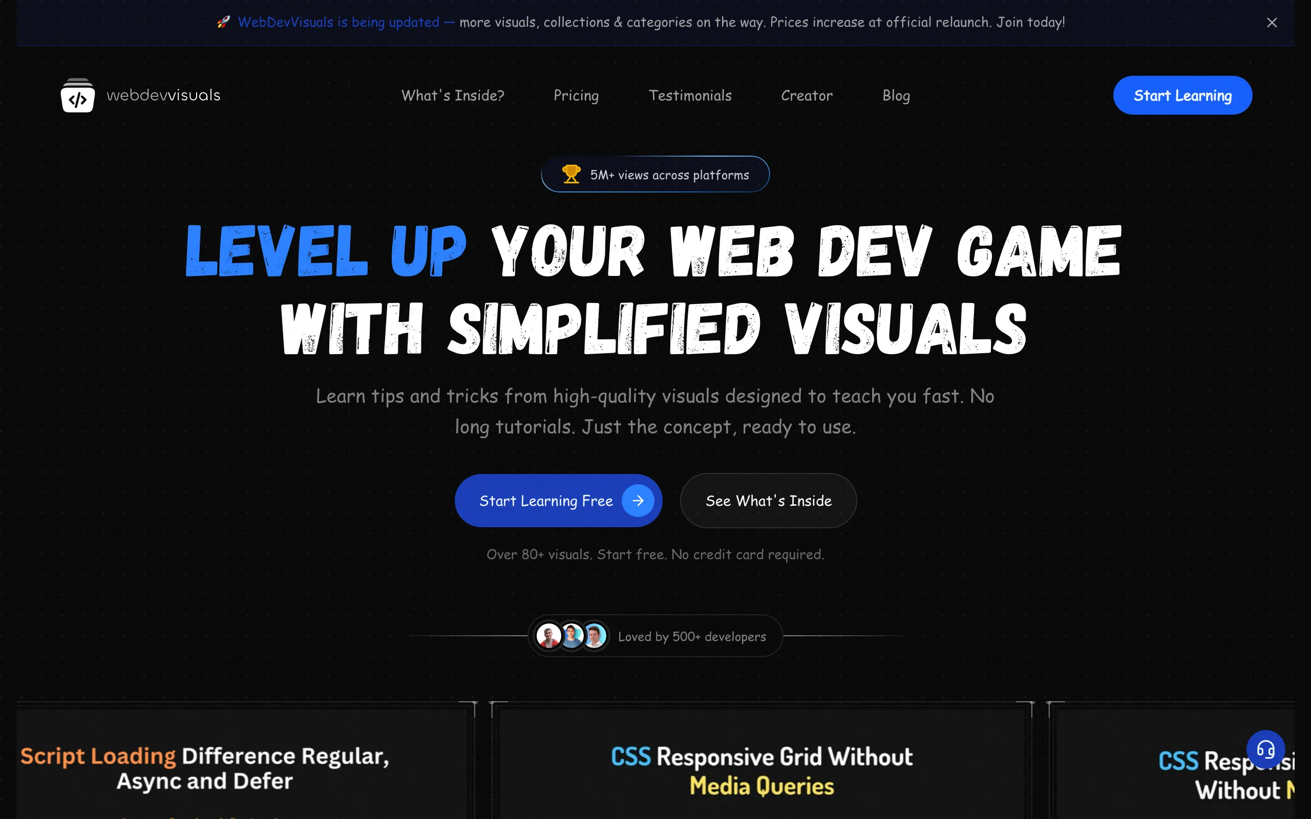 Screenshot of WebDevVisuals | Simplified visuals to level up your web dev game