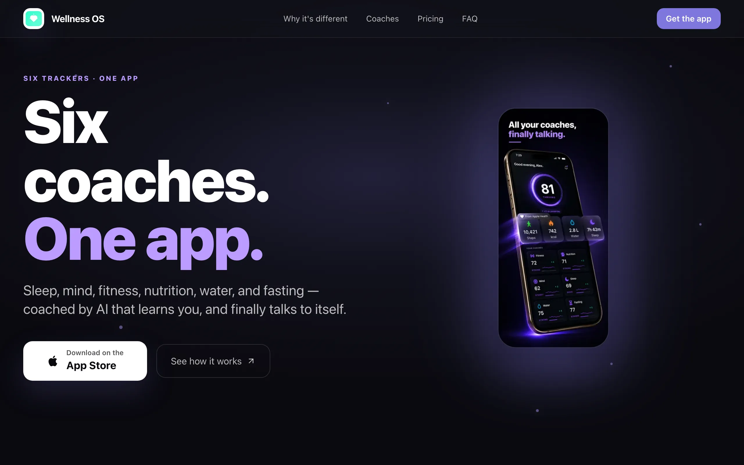 Screenshot of Wellness OS — Six AI Coaches in One App