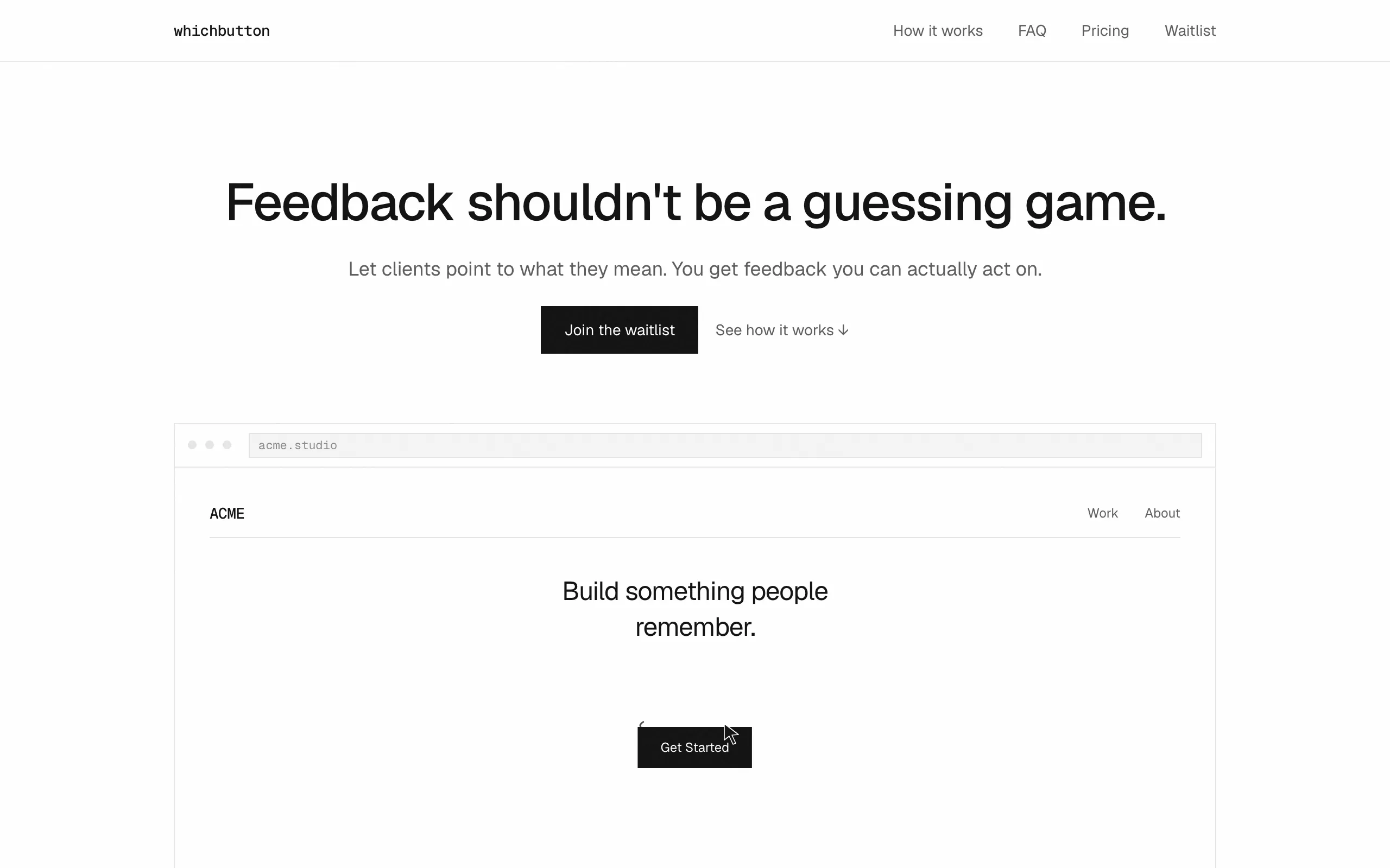 Screenshot of WhichButton — Visual Website Feedback for Clients