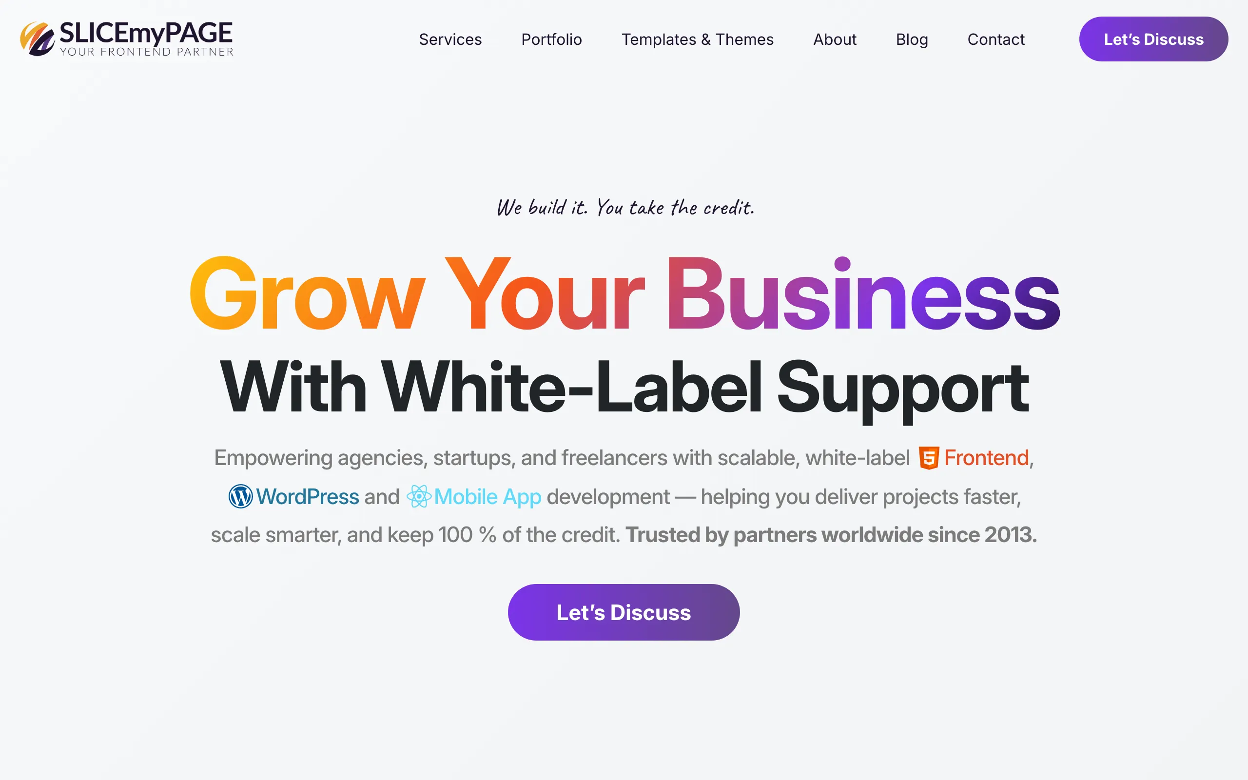 Screenshot of White-Label Frontend &amp; WordPress Development Partner | SLICEmyPAGE - your frontend partner