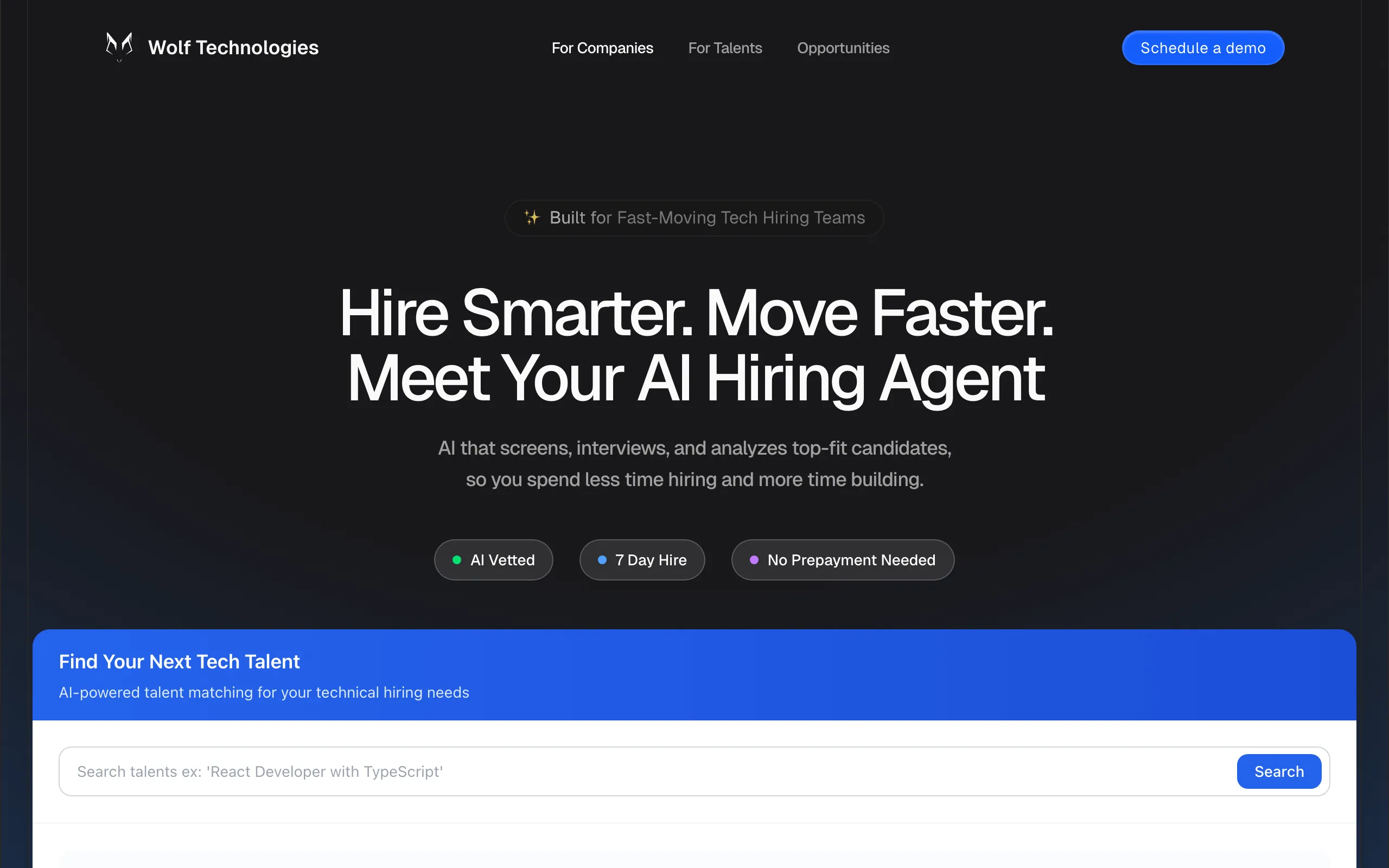 Screenshot of Wolf Technologies