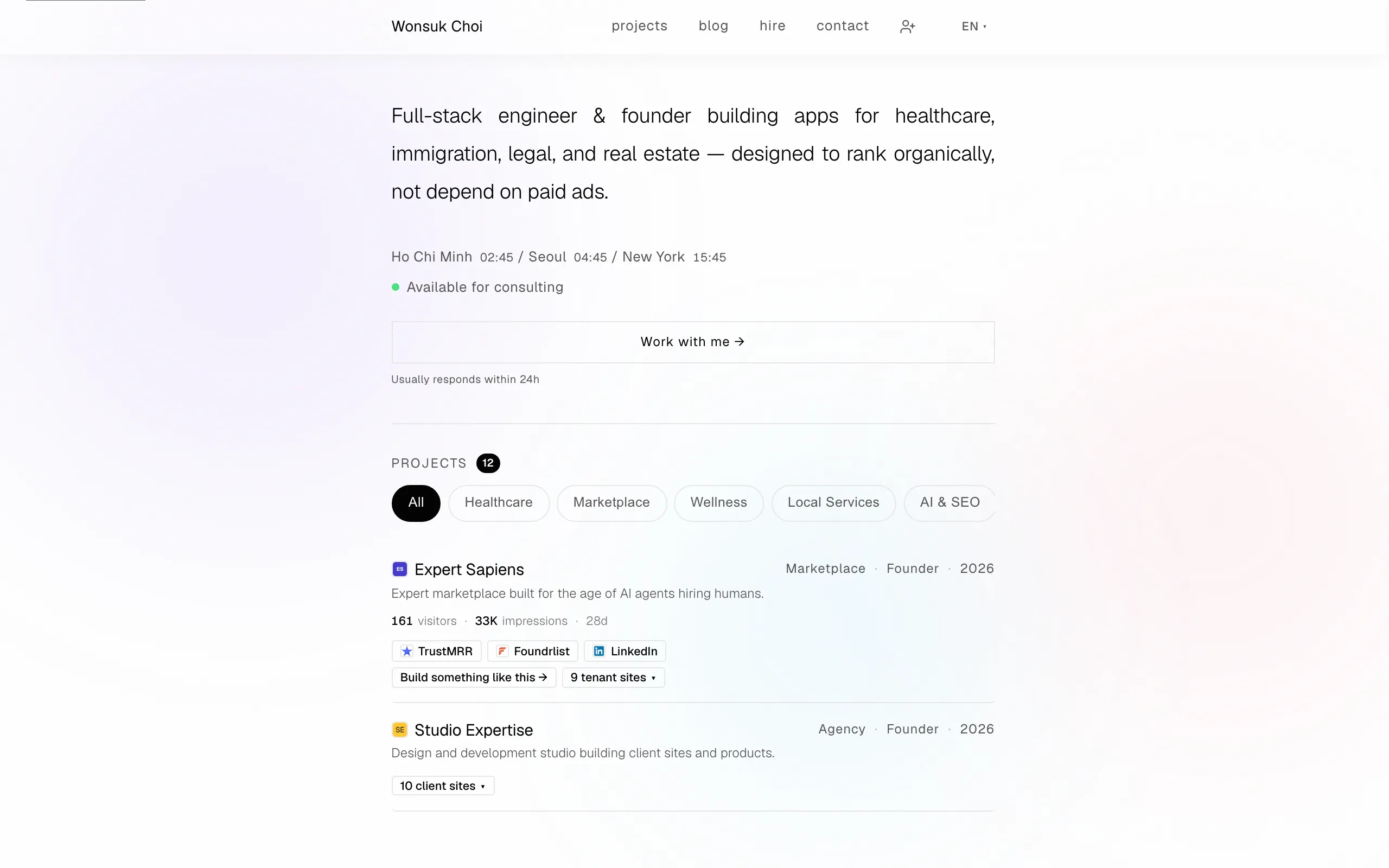 Screenshot of Wonsuk Choi | Full-Stack Engineer &amp; Founder
