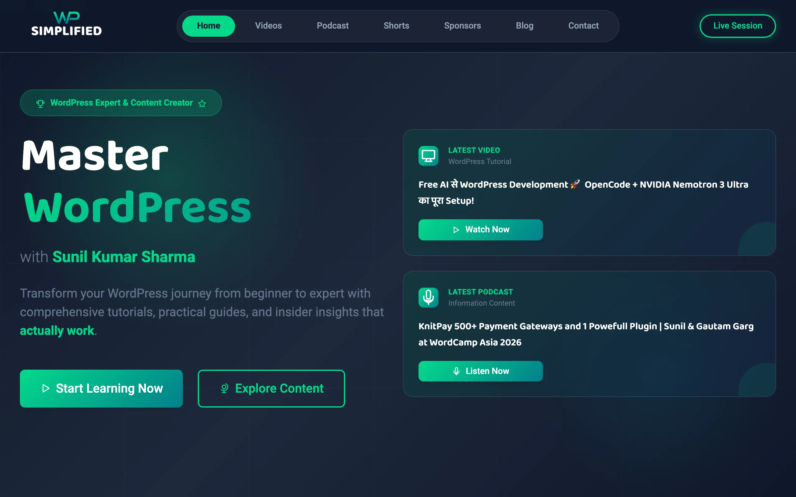 Screenshot of WPSimplified - Simplifying WordPress, One Step at a Time