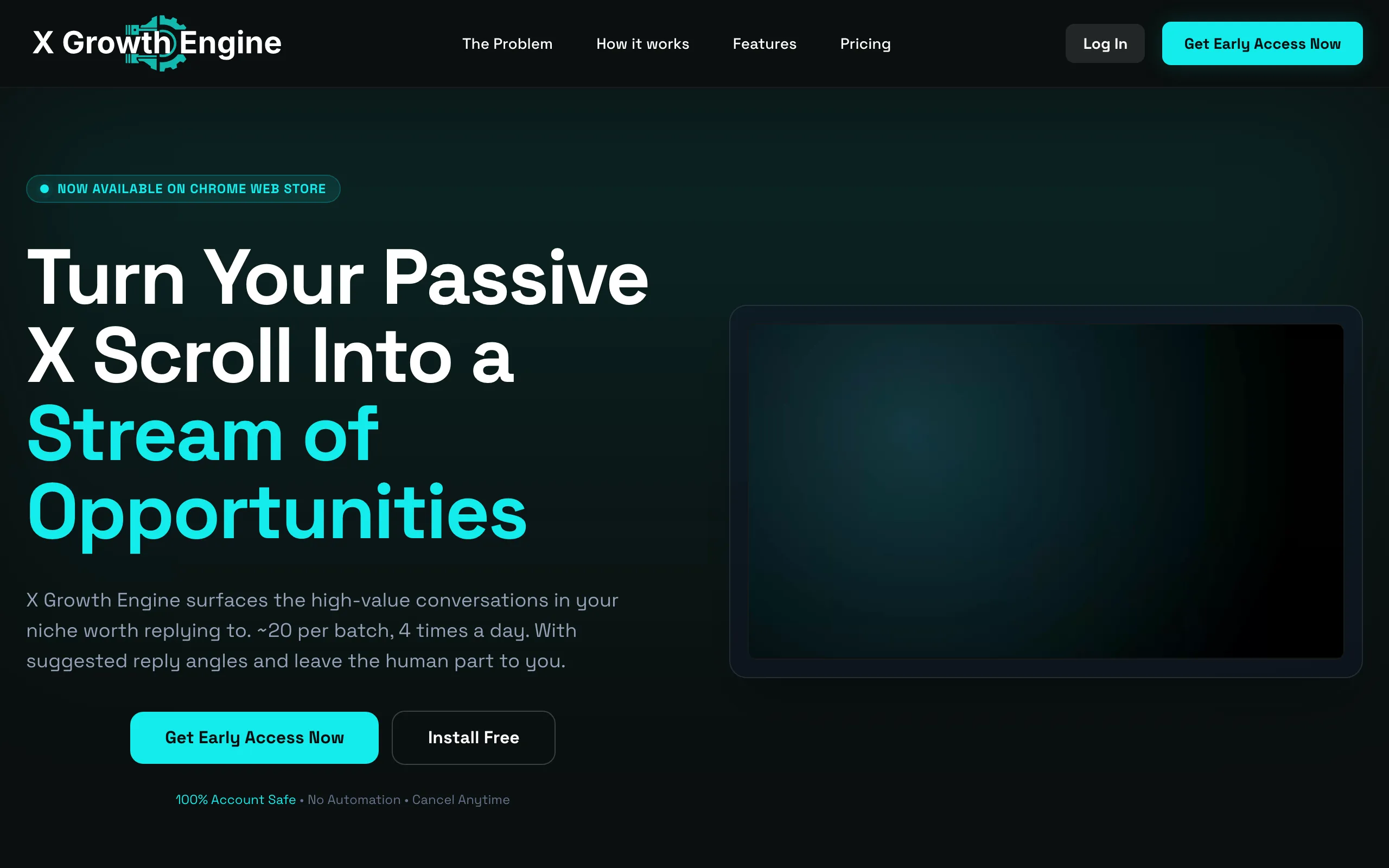 Screenshot of X Growth Engine — Stop Scrolling Past Opportunities on X