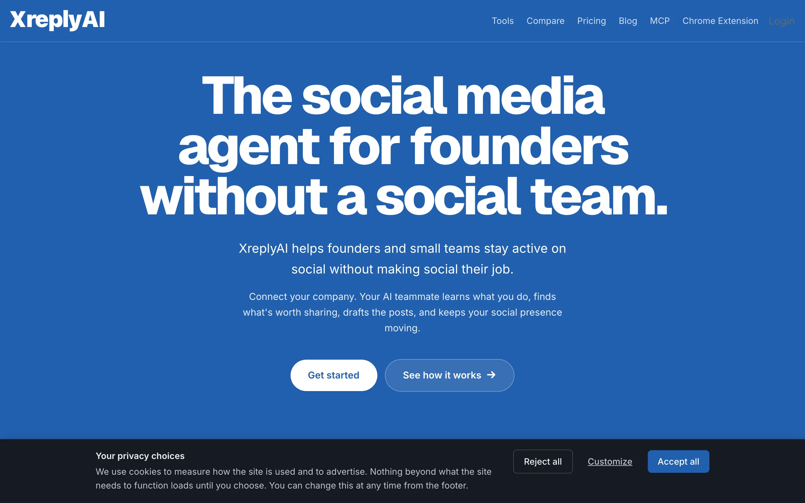 Screenshot of XreplyAI - The AI Social Media Teammate for Founder-Led Companies | XreplyAI