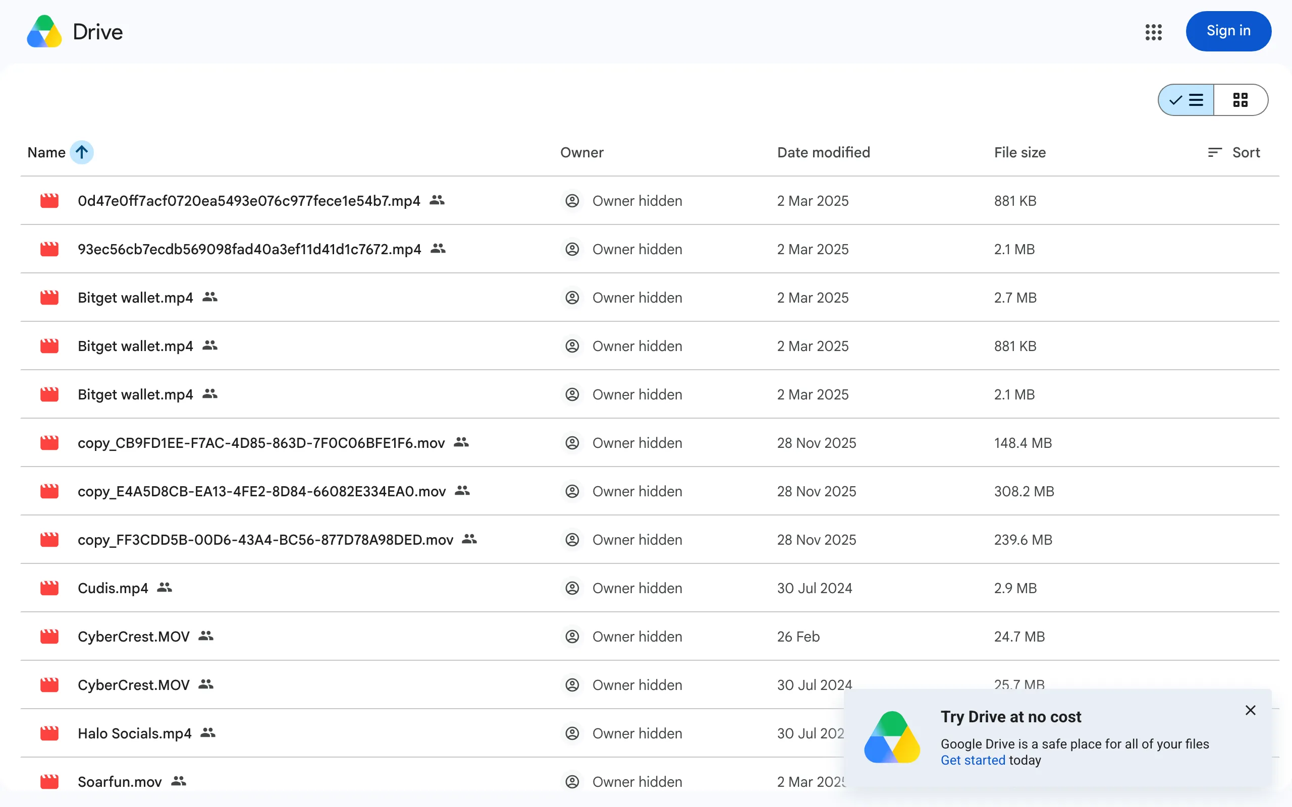 Screenshot of Zhee Video Resume – Google Drive