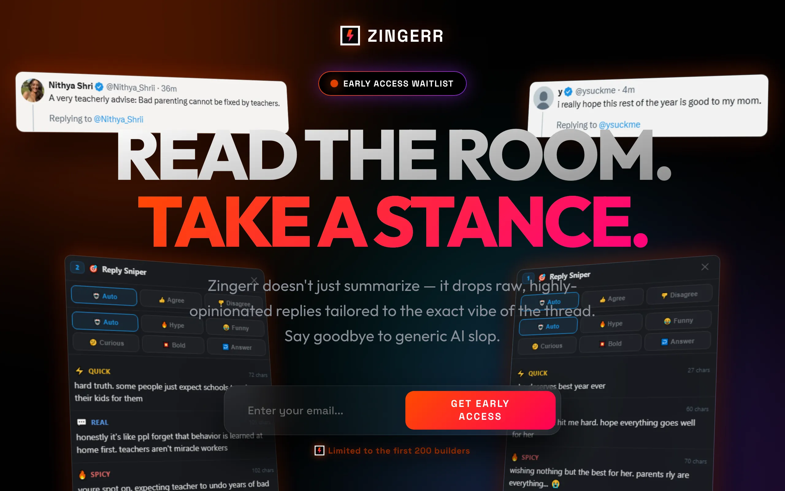 Screenshot of Zingerr — The Unfair Advantage for X
